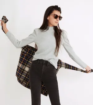 MADEWELL (Re)Sourced Mockneck Puff Sleeve‎ Top Sage Medium thumbnail 1