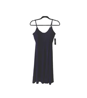 Lulus Twirl For You Navy Blue Midi Skater Dress V-neck Spaghetti Strap NWT thumbnail 2