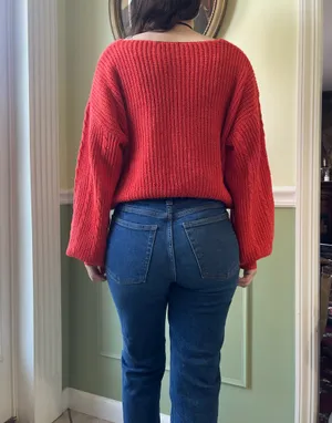 SHEIN Orange ruched tie sweater thumbnail 2