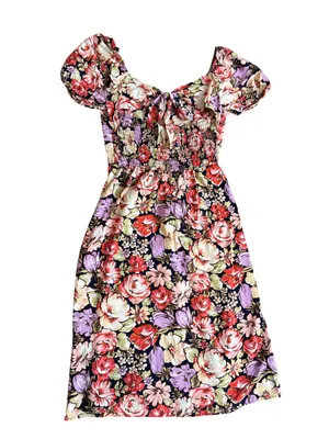 Lily Rose Black Floral Puff-Sleeve Midi Dress thumbnail 2