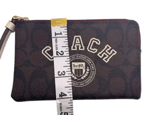 COACH Brown Coated Canvas Wristlet thumbnail 5