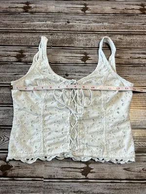 Abercrombie & Fitch Fairycore White Eyelet Lace-Up Crop Top Size XS thumbnail 5