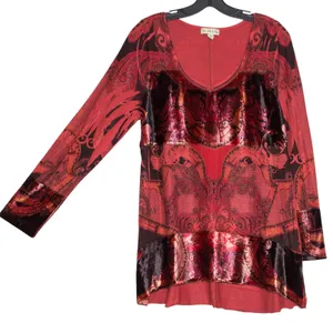 Live and let live Tunic Sweater Velvet Whimsigoth Boho Romantic Goth Festival Red Black Size Large thumbnail 6