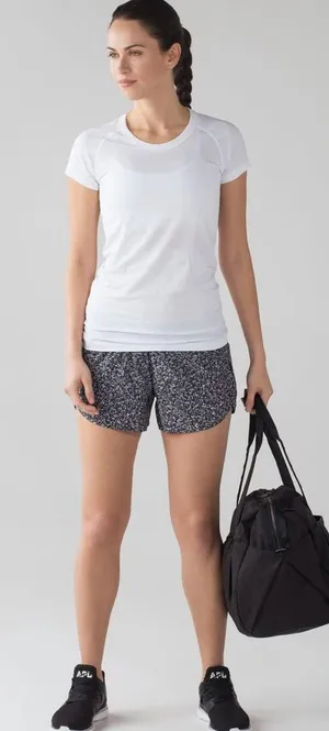 Lululemon Track Shorts 3” Lined Black/White Size 6 thumbnail 1