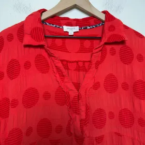 Umgee Womens 100% Cotton Dress Large Red Polka Dot Tiered Short Sleeve Boho‎ thumbnail 6