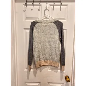 J.Crew Womens Merino Wool Blend‎ Colorblock Waffle Knit Sweater Grey L Academia thumbnail 4