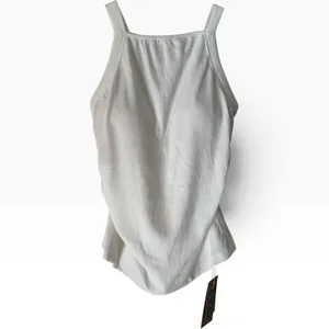 NWT OGL Plantive Chic Square Neck Ruched Rib Bra Tank Top White Size Medium thumbnail 2