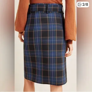 Anthropologie Maeve Bernadette Button-Front Midi Skirt Tartan Plaid thumbnail 3