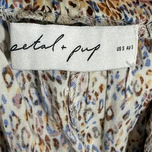 Petal‎ + Pup Blue Brown Animal Print Rayon Midi Skirt Womens Size US 6 Small thumbnail 2