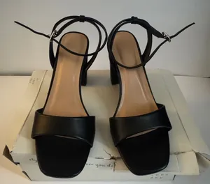 a new day Black Square-Toe Ankle-Strap Block Heels size 8/12 thumbnail 1