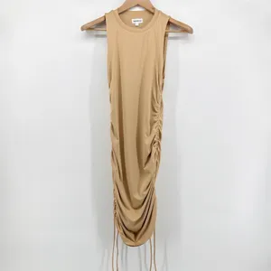 Superdown Cory Ruched Side Mini Dress Tan Nude Sleeveless Revolve Size S‎ EUC thumbnail 3