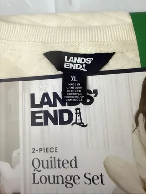 Lands’ End Off White Cream Quilted Loungewear 2 Piece Top Pants Set XXL XL New thumbnail 10