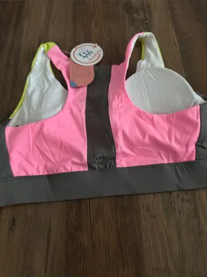 Women’s High-Impact Sports Bra - White & Neon Yellow Size xl thumbnail 3
