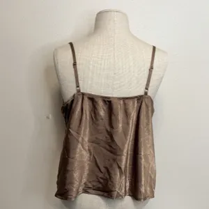 No Boundaries Babydoll Sz XXL Camisole Y2K Top Beige‎ Lace Trim Bow Detail thumbnail 5