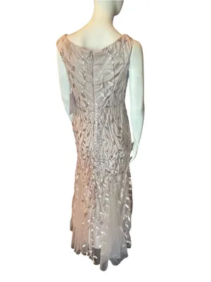 HY Formal Gown with Sequin/Embroidered Leaf Pattern & Tulle Trumpet Hem 12 NWT thumbnail 5