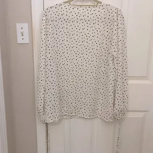 LUSH Abstract Polka Dot Tie Sleeve Sheer V-Neck Blouse thumbnail 5