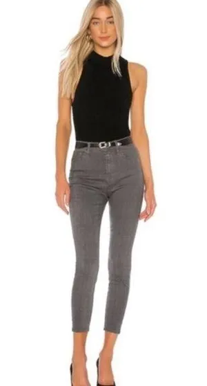 FRAME Denim Ali High RIse Cigarette Skinny Jeans in Washed Gray Plaid Size 25 thumbnail 1