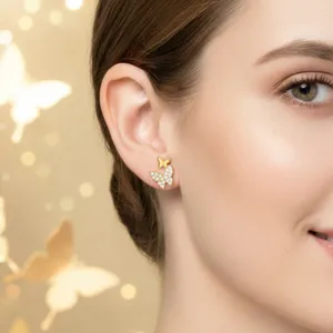 Gold Butterfly Earrings thumbnail 4