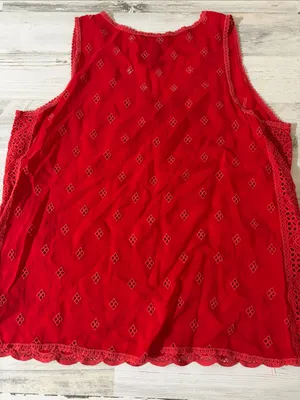 Johnny Was Luanna Red Eyelet Scoop Neck Tank Blouse thumbnail 8