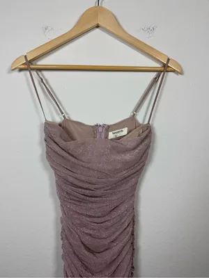 House of CB Ella Pale Pink Sparkle Mesh Mini Dress XS thumbnail 11