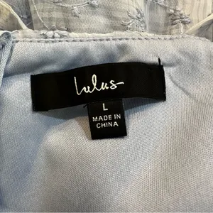 Lulu’s Vineyard Visit Blue Embroidered Tie-Strap Tiered Midi Dress Light Blue L thumbnail 13