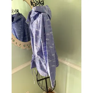 Fresh Produce Women's Size Small Purple Tiny Fish Broadcloth Andorak‎ Top Jacket thumbnail 3