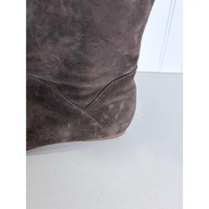 Daniblack Chocolate Brown Suede Fringe Collar Drawstring Tall Boot Flat 8.5M thumbnail 8