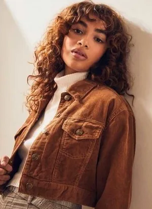 Pacsun Corduroy Cropped Jacket Flannel Lining, Button-Up, Tan, Sz M-L thumbnail 1