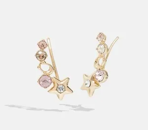 NWT Coach Signature Star Burst Stud Earrings Gold/Pink MSRP $88 thumbnail 1
