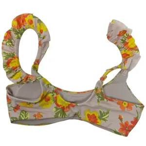 Aerie Floral‎ Printed Ruffle Scoop Bikini Top Boho Retro Size XS NWOT thumbnail 1