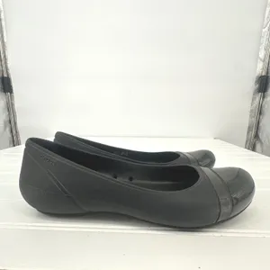 Crocs Size 10 Black‎ Gianna Alice Cap Toe Ballet Slip On Comfort Shoes Flats thumbnail 6