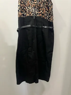 XOXO Leopard Print Bodice Black Skirt Open Back Dress thumbnail 4