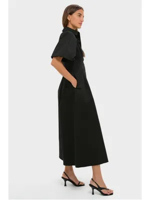 Tuckernuck Black Delaney Dress M Collar Puff Sleeve Classic Elegant Business thumbnail 3