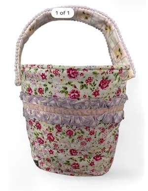 Matilda Jane Floral Quilted Tote Bag Ruffle Purple Gingham Cottagecore NWT retro thumbnail 1