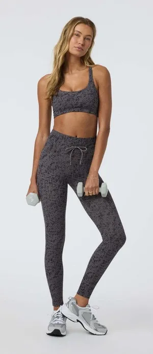 Vuori Daily Legging Womens XL Chia Stucco Abstract Print High Rise Drawstring thumbnail 1