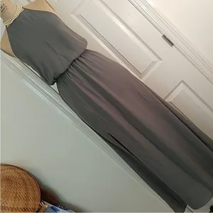 Show Me Your Mumu SMYM Heather halter maxi dress in Soft Charcoal Crisp NEW XXS thumbnail 1
