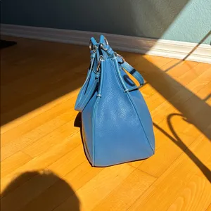 ADDITIONAL PHOTOS Prada Vitello Daino Moon Shoulder Bag Blue Leather Silver thumbnail 7