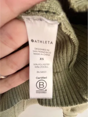 Athleta Evergreen Hoodie Sweater Pullover Olive Green Knit XS thumbnail 8