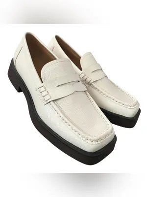 G.H. Bass Whitney Weejuns Penny Loafers Cream Textured Leather NWOB Women’s 8.5 thumbnail 2