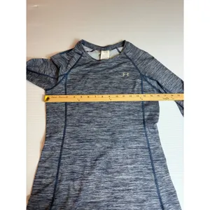 Under Armour Womens Long Sleeve Athletic Top Blue Heathered Thumb Holes‎ Medium thumbnail 3