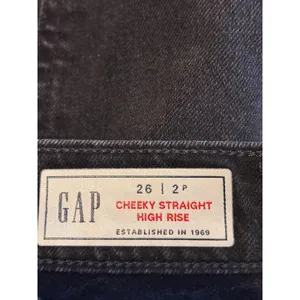 Gap Cheeky Straight High Rise Jeans 2P Black Distressed Grunge Edgy Raw Hem thumbnail 6