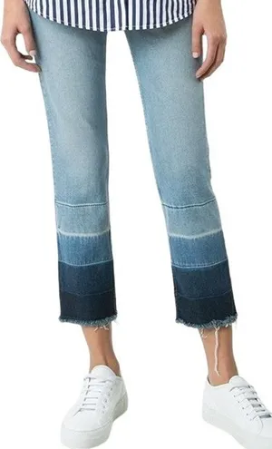 3x1 Shelter High Rise Cropped Jeans Ombre Straight Leg Raw Hem Denim Blue 27 thumbnail 1