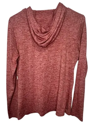 Nike Dri-Fit Heathered Brick Red Hooded Long Sleeve Performance Athletic Top thumbnail 4