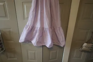 A.P.T ruffle sleeve scrunched bodice midi dress in lilac purple size medium. thumbnail 4