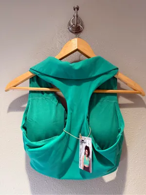 New Crane Collared Longline Sports Bra Crop Top Green Small thumbnail 3