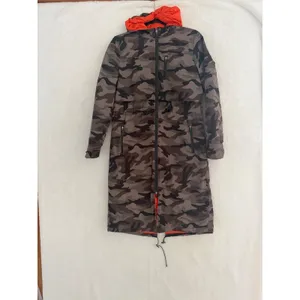 My Anorak Camo‎ Longline Down Puffer Parka Jacket Orange Lining XS 50745SNLP thumbnail 2