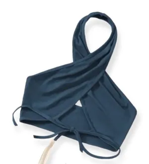 SHEIN Blue Cross Halter Wrap Crop Top - Size S (Never Worn) thumbnail 1