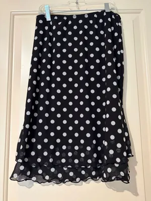 See You Monday Black & White Polka Dot Midi Pencil Skirt Size M thumbnail 1