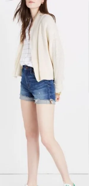 Madewell Shawl Collar Crop Cardigan‎ Sweater Marshmallow Medium Open Cotton thumbnail 1