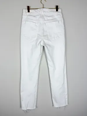 Good American Good Straight High Rise Raw Hem White Jeans Size 4/27‎ thumbnail 11